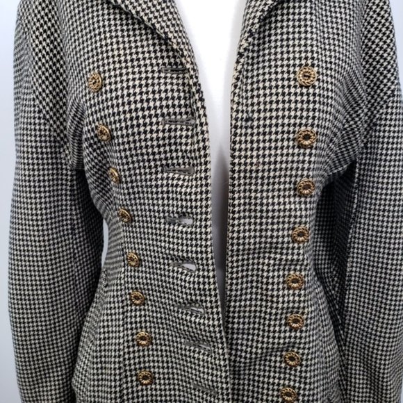 Houndstooth Pattern Riding Style Jacket Coat Small - Picture 2 of 10